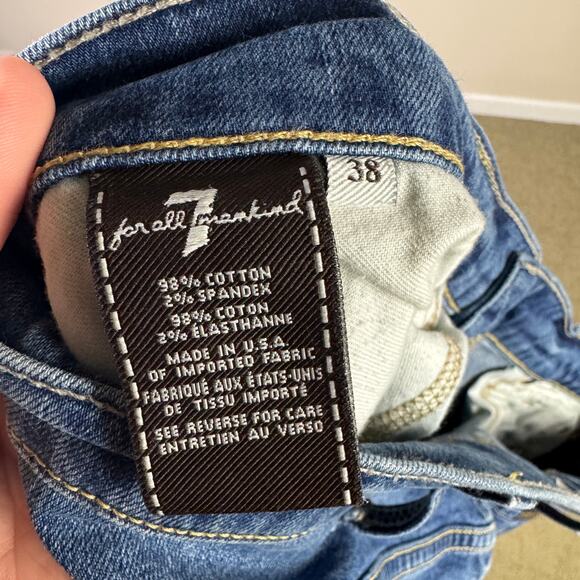 7 For All Mankind Brett Boot Straight Blue Denim Jeans US Men's 38X34 - Picture 4 of 6